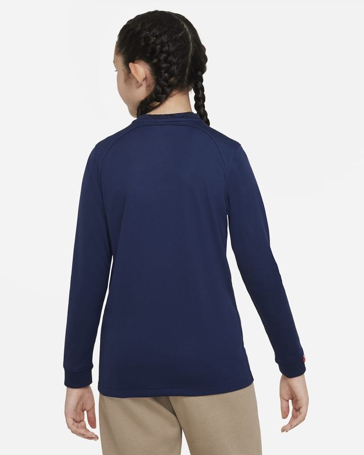 Jersey Nike FFF 2022/23 Stadium Home Kids Dri-FIT Long-Sleeve Soccer Niña Azul Marino Metal Doradas | BHDMW-9527
