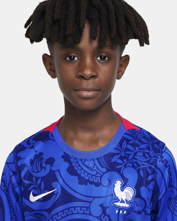 Jersey Nike FFF 2022 Stadium Home Kids Soccer Niño Azules Oscuro Rojas Blancas | ZNVEM-5270