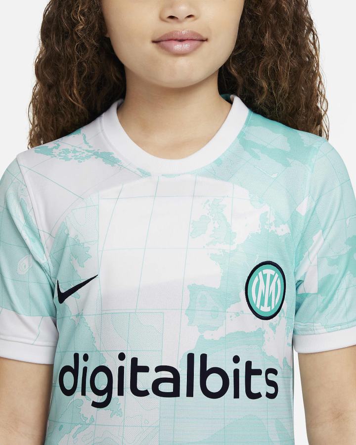 Jersey Nike Inter Milan 2022/23 Stadium Away Kids Dri-FIT Soccer Niño Blancas Turquesa Claro Azules | VNAFH-8920