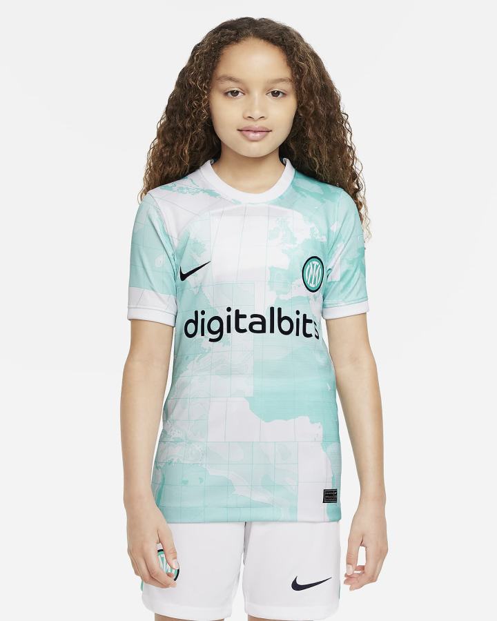 Jersey Nike Inter Milan 2022/23 Stadium Away Kids Dri-FIT Soccer Niño Blancas Turquesa Claro Azules | VNAFH-8920