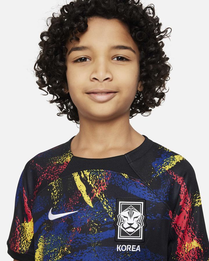 Jersey Nike Korea 2022 Stadium Away Kids Dri-FIT Soccer Niño Negras Blancas | SBCPD-5271