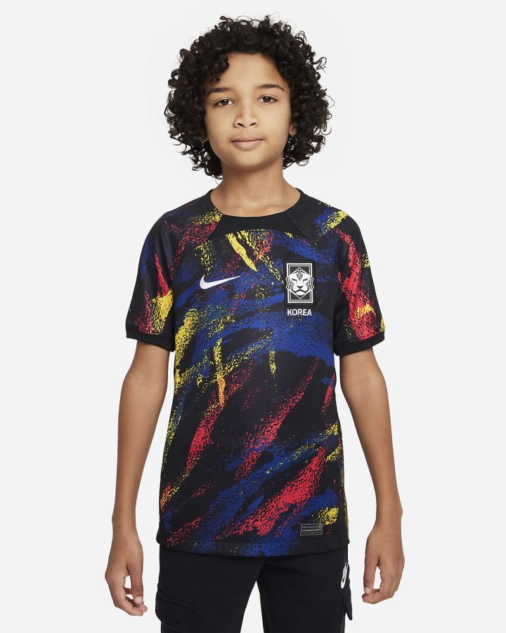 Jersey Nike Korea 2022 Stadium Away Kids Dri-FIT Soccer Niño Negras Blancas | SBCPD-5271