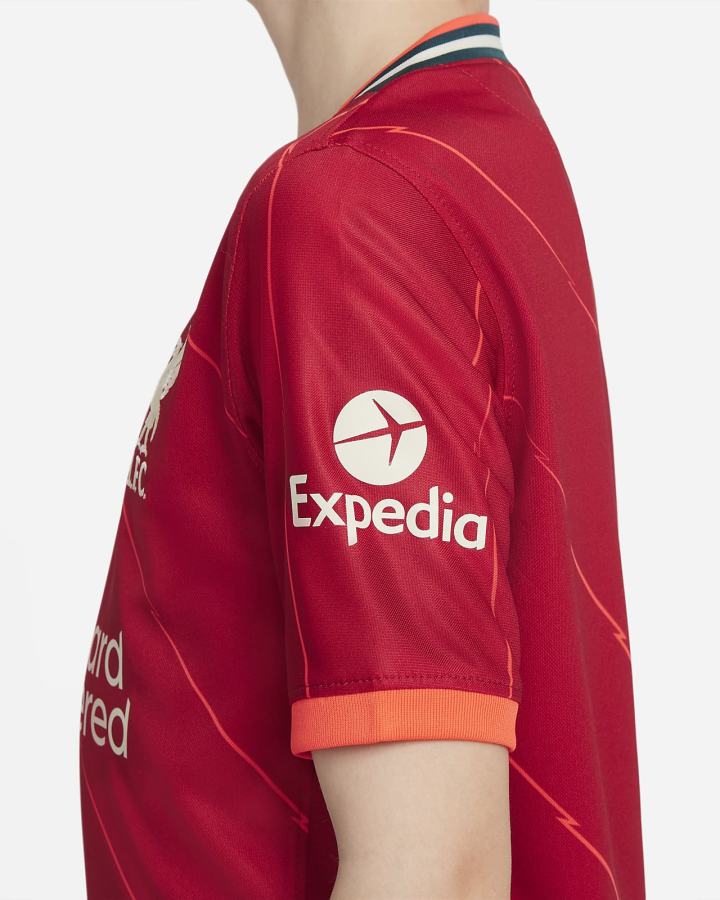 Jersey Nike Liverpool FC 2021/22 Stadium Home Kids Soccer Niña Rojas Rojas Claro Kaki | EBLZV-7058