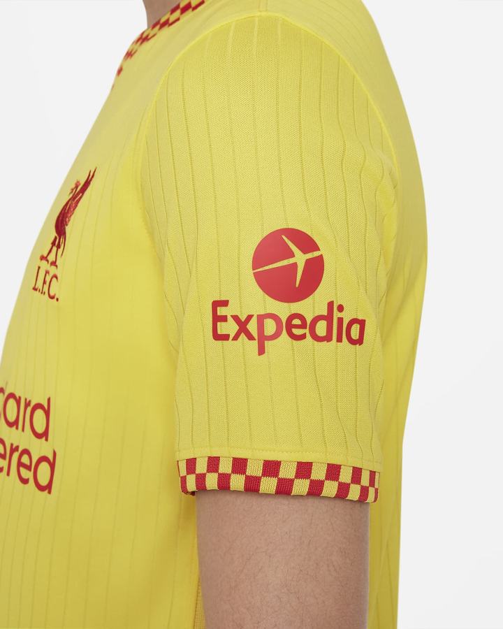 Jersey Nike Liverpool FC 2021/22 Stadium Third Kids Dri-FIT Soccer Niño Amarillo Rojas | NIKER-0316