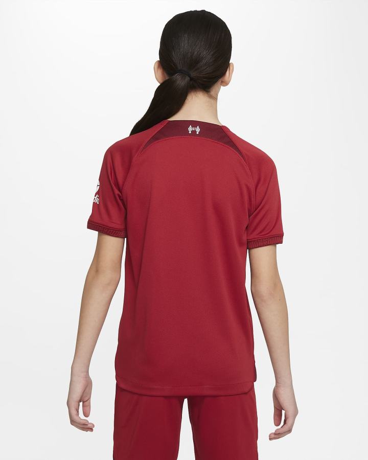 Jersey Nike Liverpool FC 2022/23 Stadium Home Kids Dri-FIT Soccer Niña Rojas Blancas | YMFKD-3921