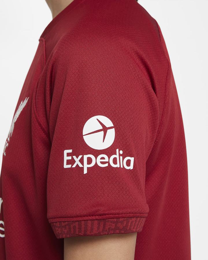 Jersey Nike Liverpool FC 2022/23 Stadium Home Kids Dri-FIT Soccer Niña Rojas Blancas | YMFKD-3921