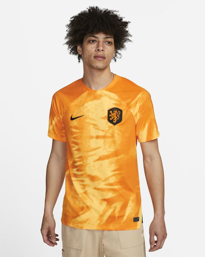 Jersey Nike Netherlands 2022/23 Stadium Home Dri-FIT Soccer Hombre Naranjas Negras | IJYRF-5981