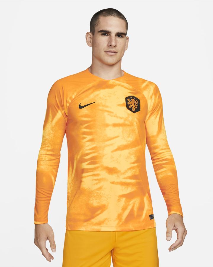 Jersey Nike Netherlands 2022/23 Stadium Home Dri-FIT Long-Sleeve Soccer Hombre Naranjas Negras | NPWZR-3591
