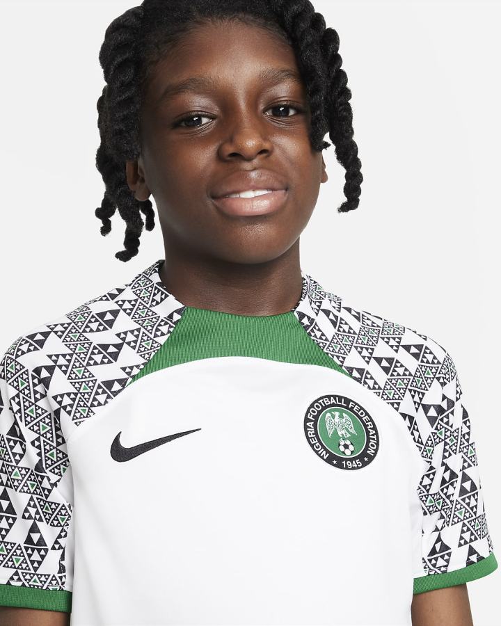 Jersey Nike Nigeria 2022/23 Stadium Away Kids Dri-FIT Soccer Niño Blancas Verde Oscuro Negras | PZJIK-2067