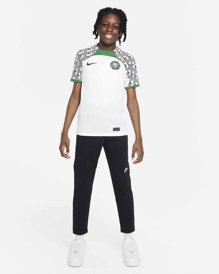 Jersey Nike Nigeria 2022/23 Stadium Away Kids Dri-FIT Soccer Niño Blancas Verde Oscuro Negras | PZJIK-2067
