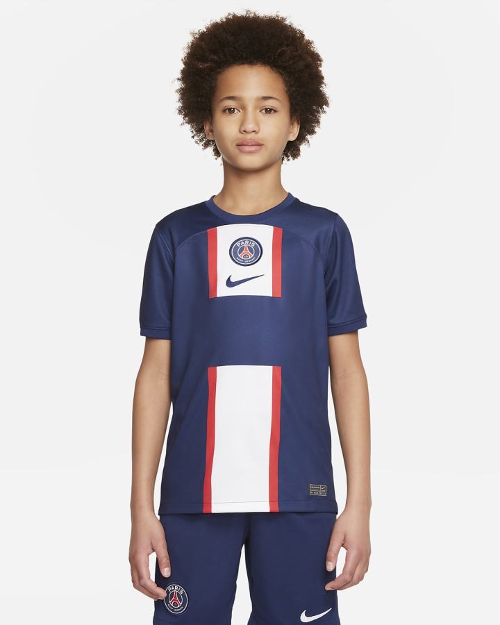 Jersey Nike Paris Saint-Germain 2022/23 Stadium Home Kids Dri-FIT Soccer Niña Azul Marino Blancas Azul Marino | EWQYJ-9102