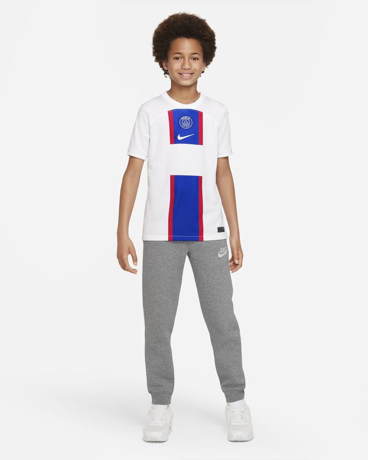 Jersey Nike Paris Saint-Germain 2022/23 Stadium Third Kids Dri-FIT Soccer Niño Blancas Azul Real Blancas | IGMWD-2890