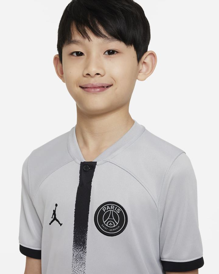 Jersey Nike Paris Saint-Germain 2022/23 Stadium Away Kids Dri-FIT Soccer Niño Gris Claro Negras | JERBZ-0319