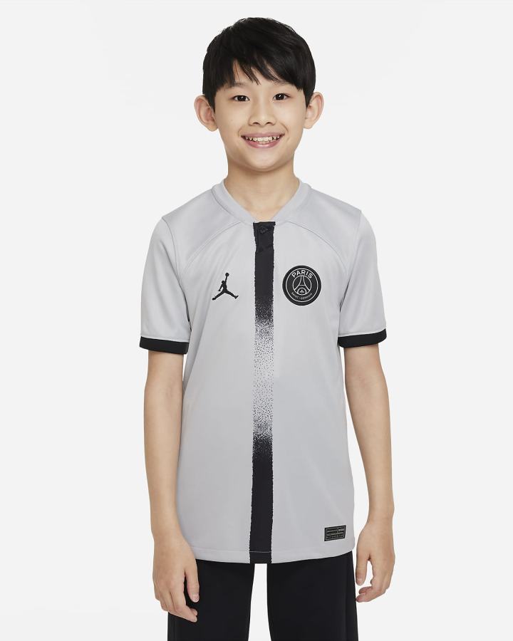 Jersey Nike Paris Saint-Germain 2022/23 Stadium Away Kids Dri-FIT Soccer Niño Gris Claro Negras | JERBZ-0319