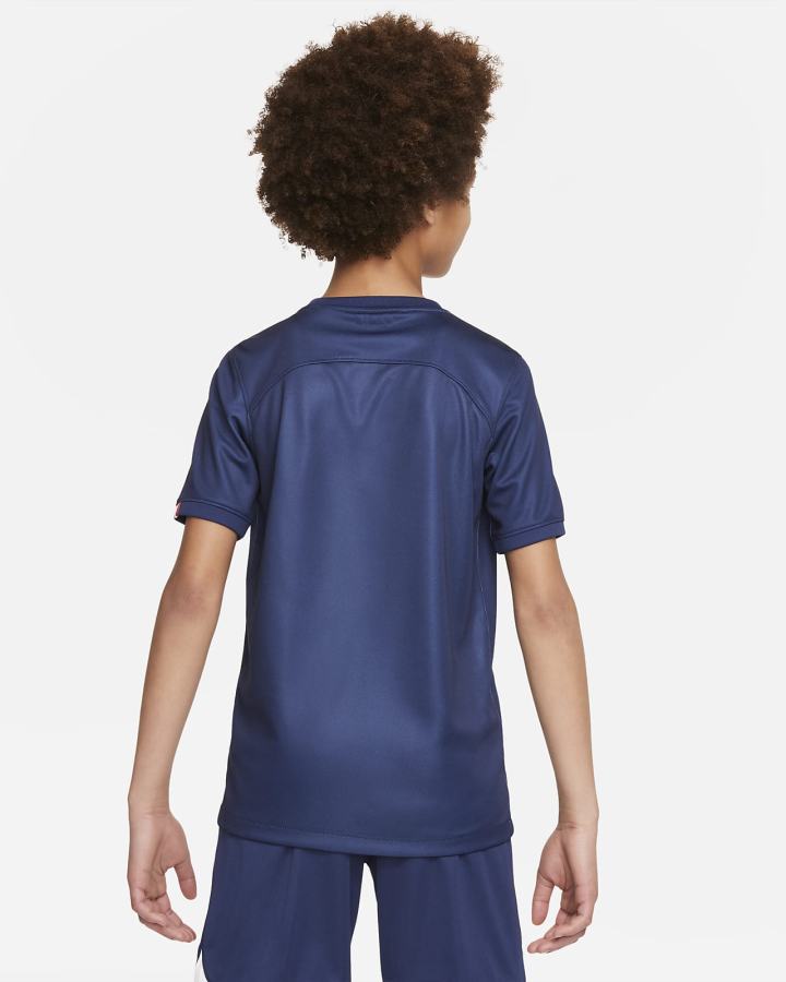 Jersey Nike Paris Saint-Germain 2022/23 Stadium Home Kids Dri-FIT Soccer Niño Azul Marino Blancas Azul Marino | QVJDE-9501