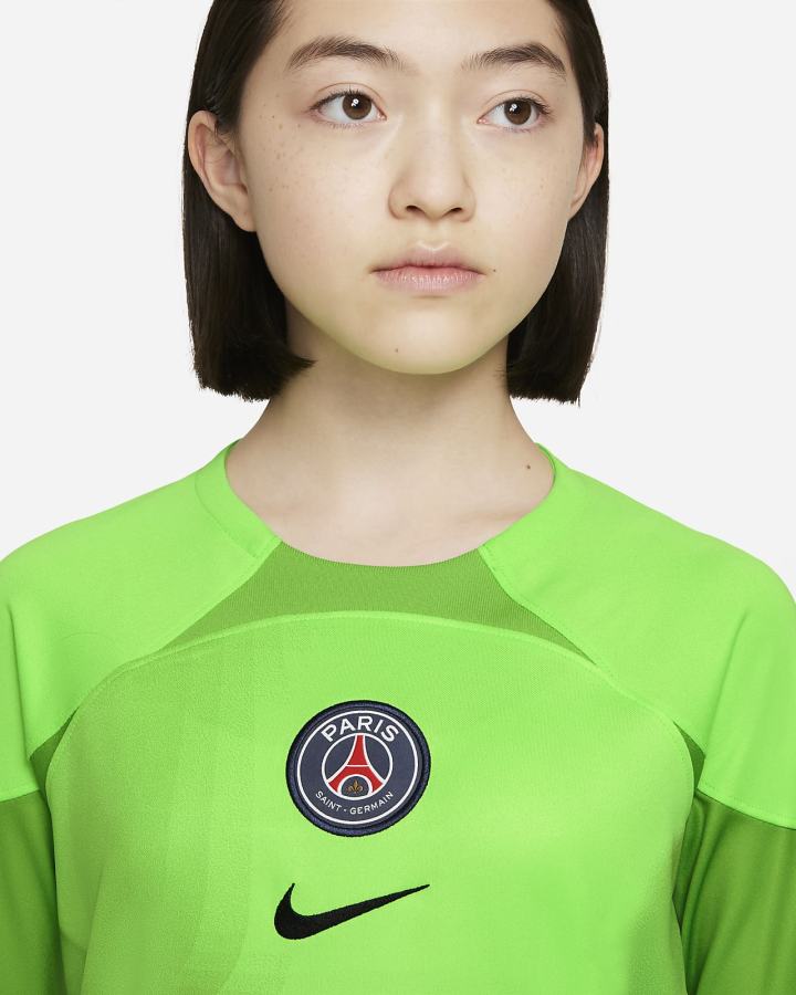 Jersey Nike Paris Saint-Germain 2022/23 Stadium Goalkeeper Home Kids Dri-FIT Soccer Niño Verde Negras | WVUJB-4920