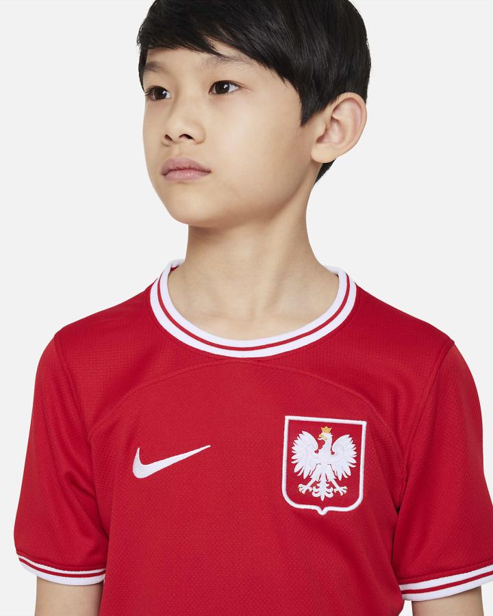 Jersey Nike Poland 2022/23 Stadium Away Kids Dri-FIT Soccer Niño Rojas Blancas | ZAEHG-3987