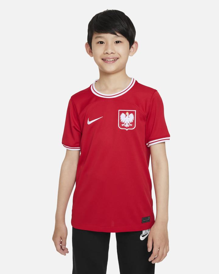 Jersey Nike Poland 2022/23 Stadium Away Kids Dri-FIT Soccer Niño Rojas Blancas | ZAEHG-3987