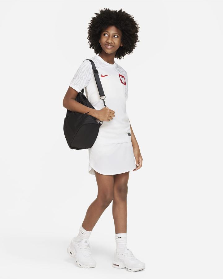 Jersey Nike Poland 2022/23 Stadium Home Kids Dri-FIT Soccer Niña Blancas Rojas | DOMNE-8634