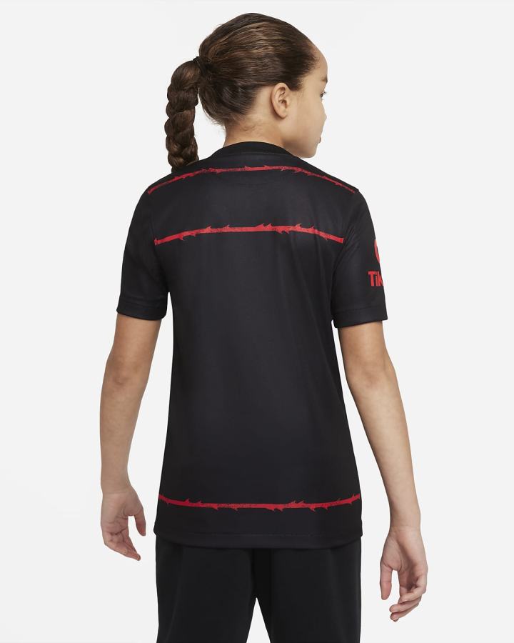 Jersey Nike Portland Thorns FC 2022 Stadium Home Kids Dri-FIT Soccer Niño Negras Rojas | FBAJQ-1065