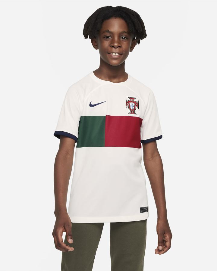 Jersey Nike Portugal 2022/23 Stadium Away Kids Dri-FIT Soccer Niño Obsidian | WLJGE-7962