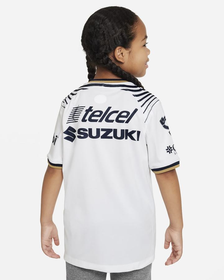 Jersey Nike Pumas UNAM 2022/23 Stadium Home Kids Dri-FIT Soccer Niño Blancas Obsidian | QCRXT-5924