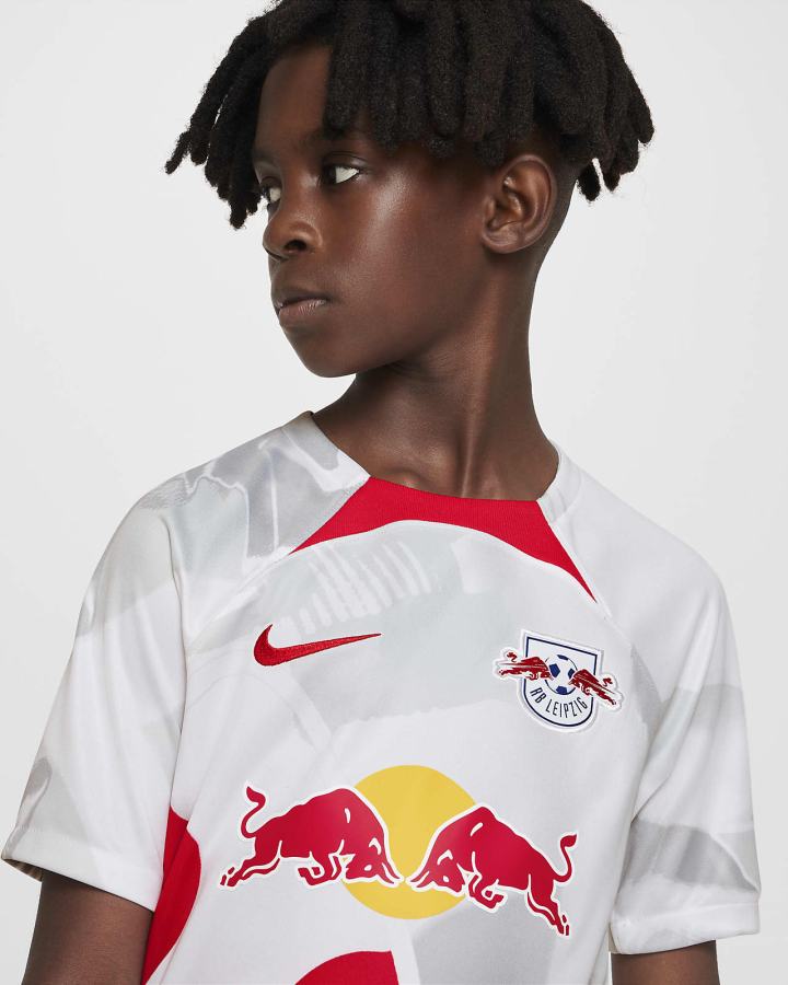 Jersey Nike RB Leipzig 2022/23 Stadium Home Kids Dri-FIT Soccer Niño Blancas Rojas | XYWZA-4930