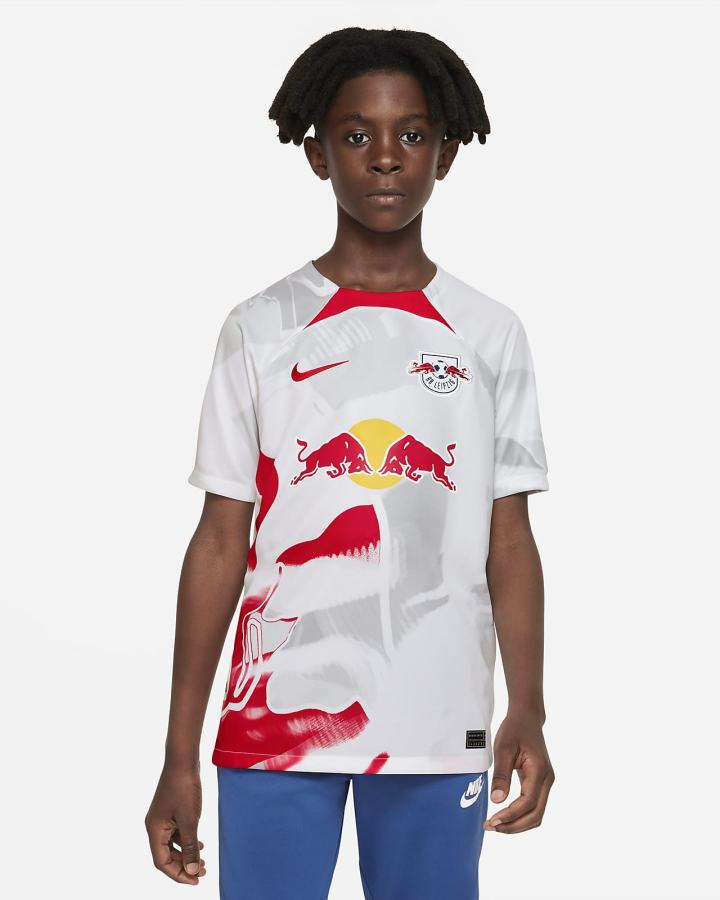 Jersey Nike RB Leipzig 2022/23 Stadium Home Kids Dri-FIT Soccer Niño Blancas Rojas | XYWZA-4930