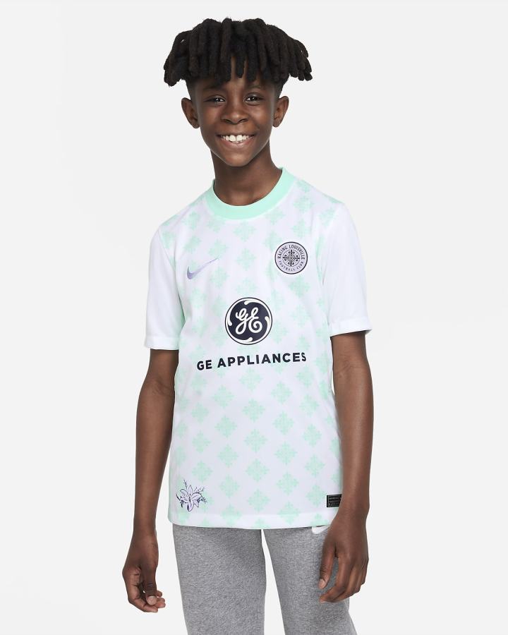 Jersey Nike Racing Louisville FC Stadium Away Kids Dri-FIT Soccer Niño Blancas Verde Menta Lavanda Blancas | QHRKM-7342