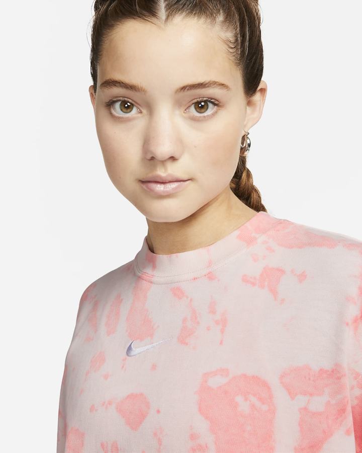 Jersey Nike Sportswear Cloud-Dye Crewneck Top Mujer Rojas Claro Blancas | PBZIE-6429