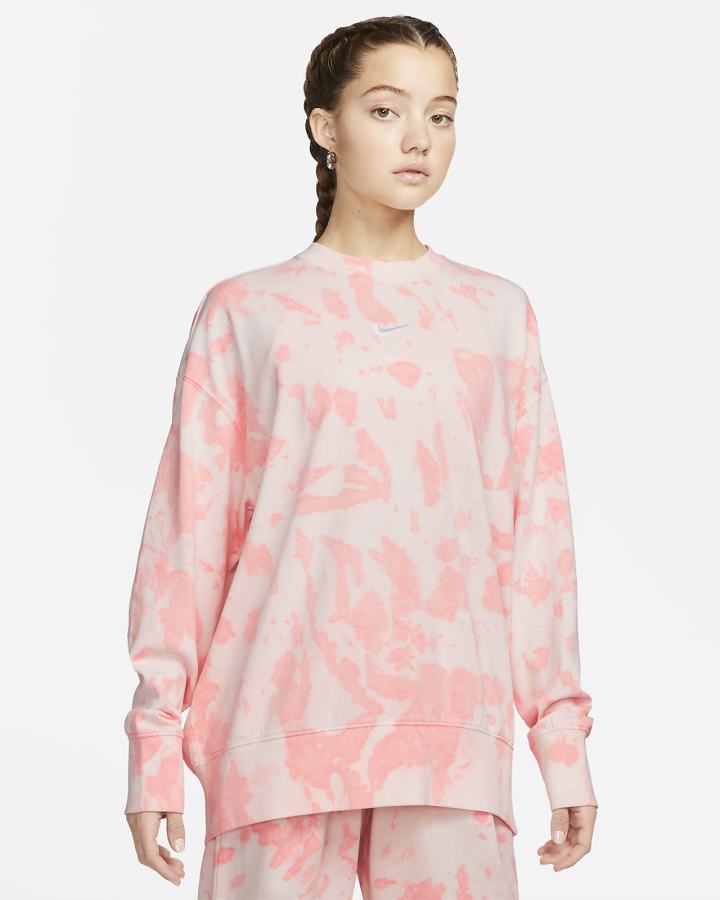 Jersey Nike Sportswear Cloud-Dye Crewneck Top Mujer Rojas Claro Blancas | PBZIE-6429
