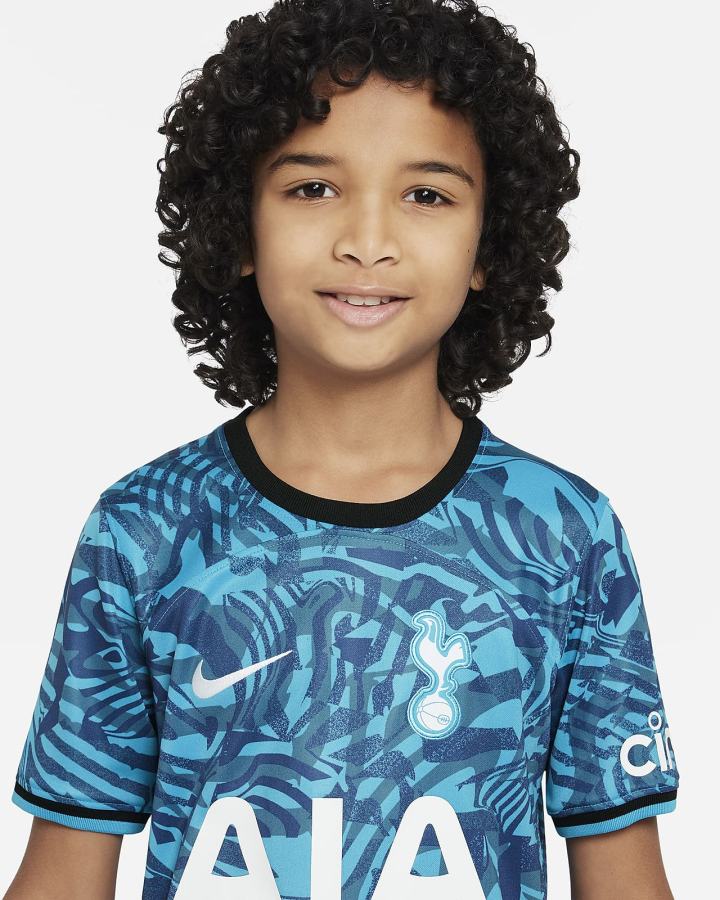 Jersey Nike Tottenham Hotspur 2022/23 Stadium Third Kids Dri-FIT Soccer Niño Turquesa Oscuro Negras Blancas | QGPKL-3128