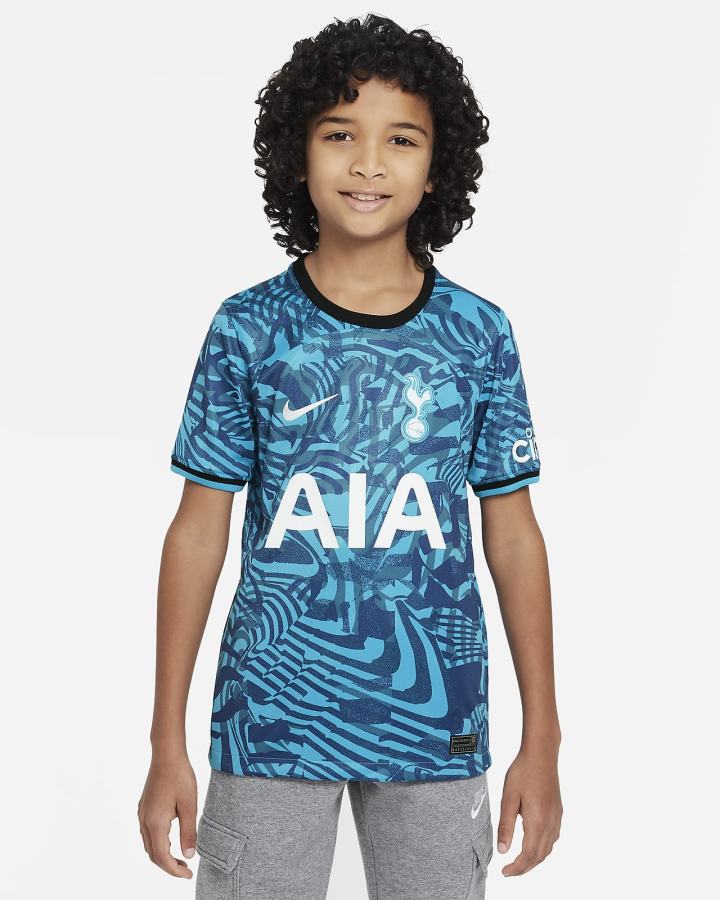 Jersey Nike Tottenham Hotspur 2022/23 Stadium Third Kids Dri-FIT Soccer Niño Turquesa Oscuro Negras Blancas | QGPKL-3128
