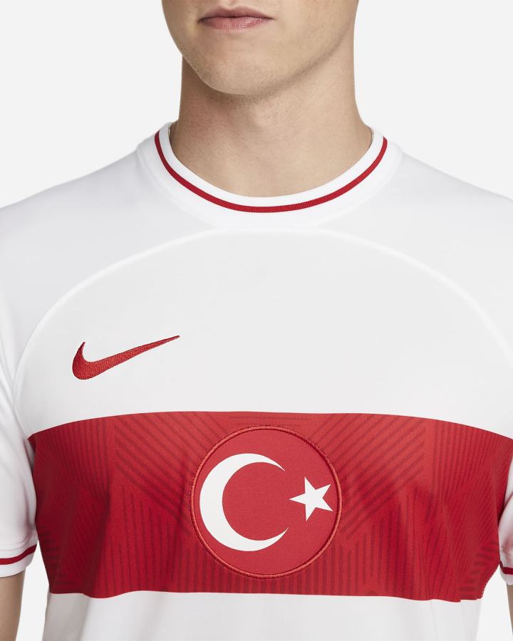 Jersey Nike Türkiye 2022/23 Stadium Home Dri-FIT Soccer Hombre Blancas Rojas | DKUHY-6578