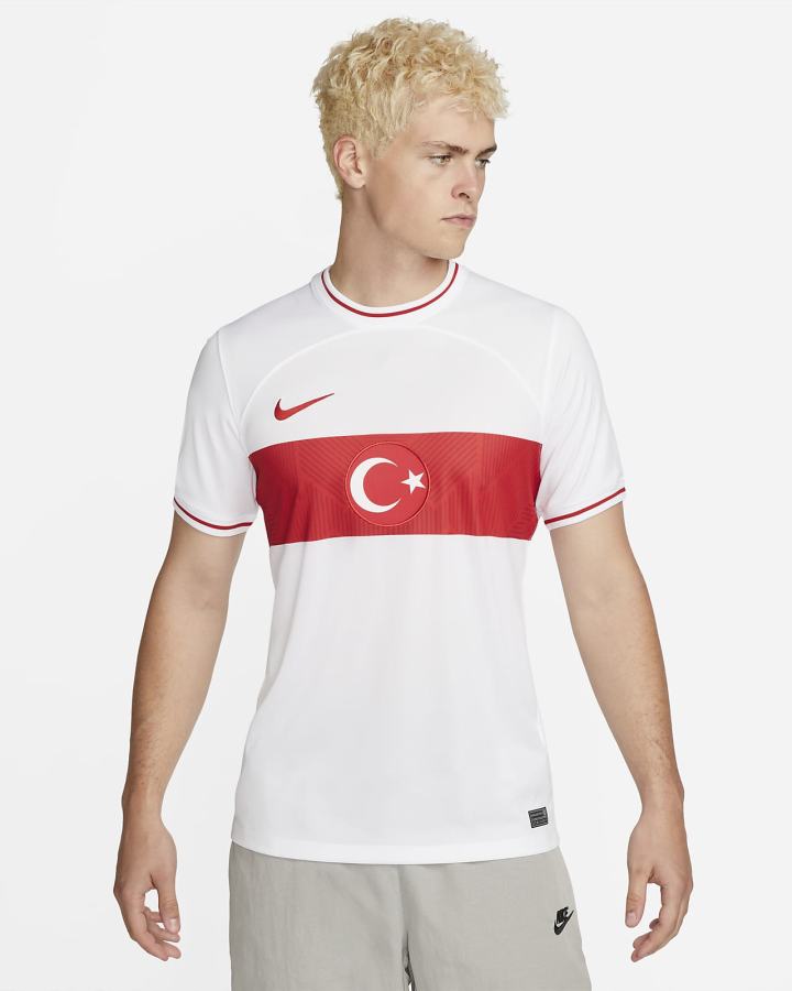 Jersey Nike Türkiye 2022/23 Stadium Home Dri-FIT Soccer Hombre Blancas Rojas | DKUHY-6578