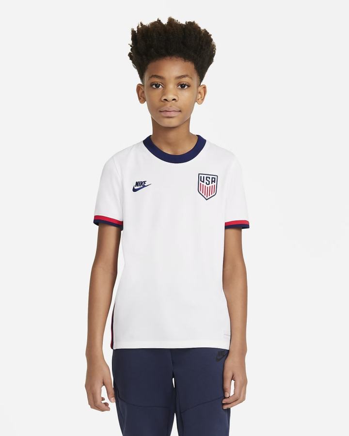 Jersey Nike U.S. 2020 Stadium Home Kids Soccer Niño Blancas Azules | EDTBM-2807