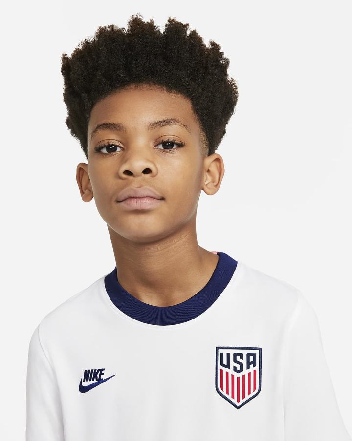 Jersey Nike U.S. 2020 Stadium Home Kids Soccer Niña Blancas Azules | YENXJ-2456