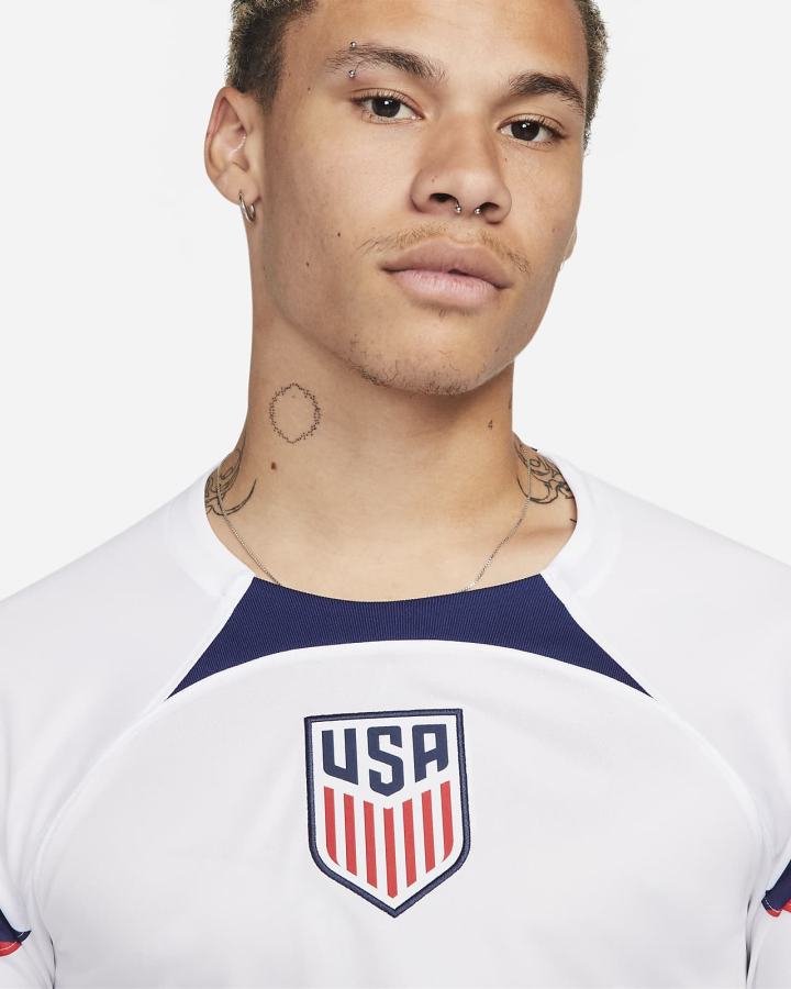 Jersey Nike U.S. 2022/23 Stadium Home Dri-FIT Long-Sleeve Soccer Hombre Blancas Azules | BFJEW-5014