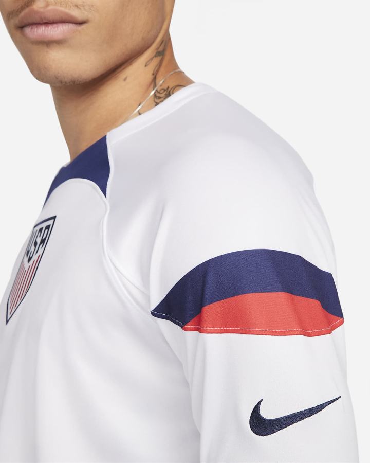 Jersey Nike U.S. 2022/23 Stadium Home Dri-FIT Long-Sleeve Soccer Hombre Blancas Azules | BFJEW-5014