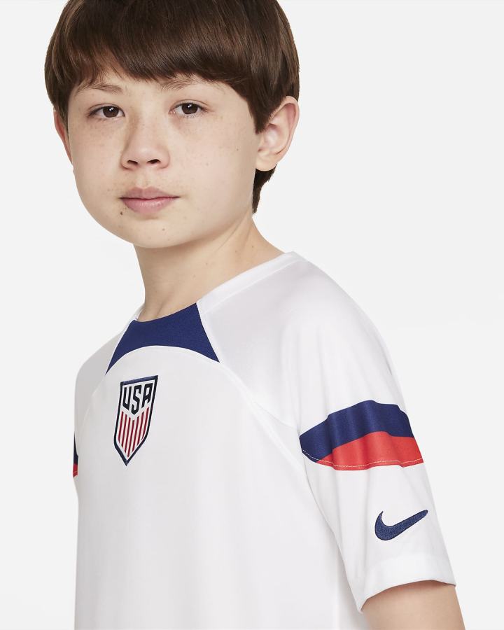 Jersey Nike U.S. 2022/23 Stadium Home Kids Dri-FIT Soccer Niño Blancas Azules | CQHJY-2906