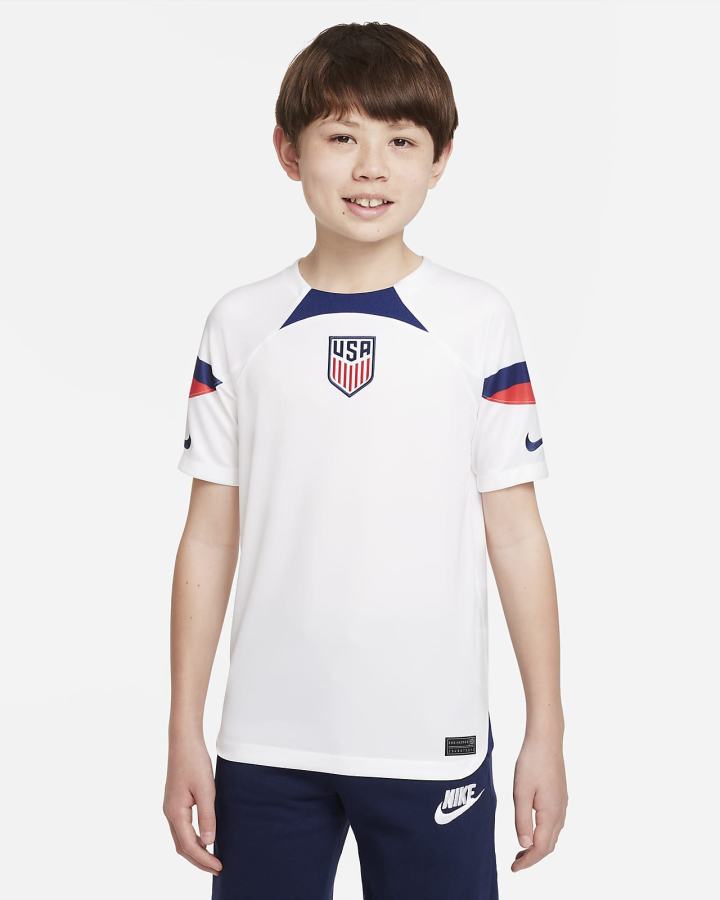 Jersey Nike U.S. 2022/23 Stadium Home Kids Dri-FIT Soccer Niño Blancas Azules | CQHJY-2906