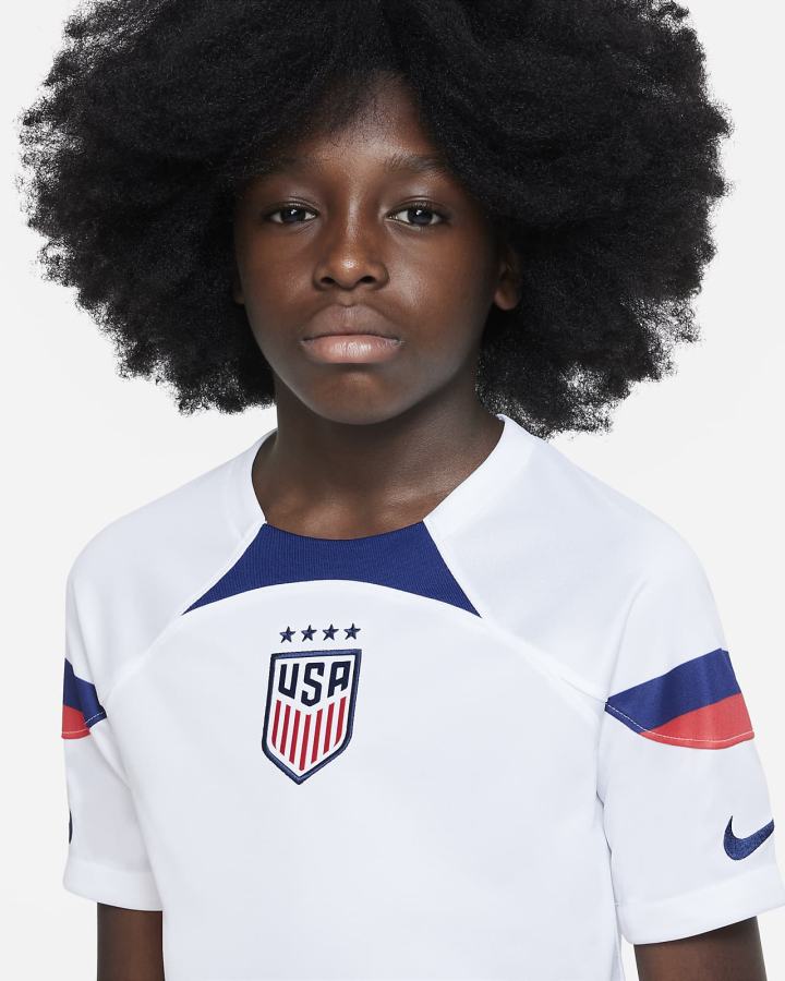 Jersey Nike U.S. 2022/23 Stadium Home Kids Dri-FIT Soccer Niño Blancas Azules | UMXKR-3647