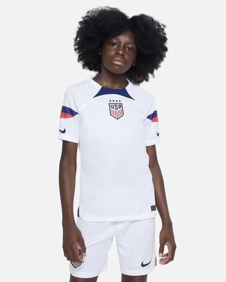 Jersey Nike U.S. 2022/23 Stadium Home Kids Dri-FIT Soccer Niño Blancas Azules | UMXKR-3647