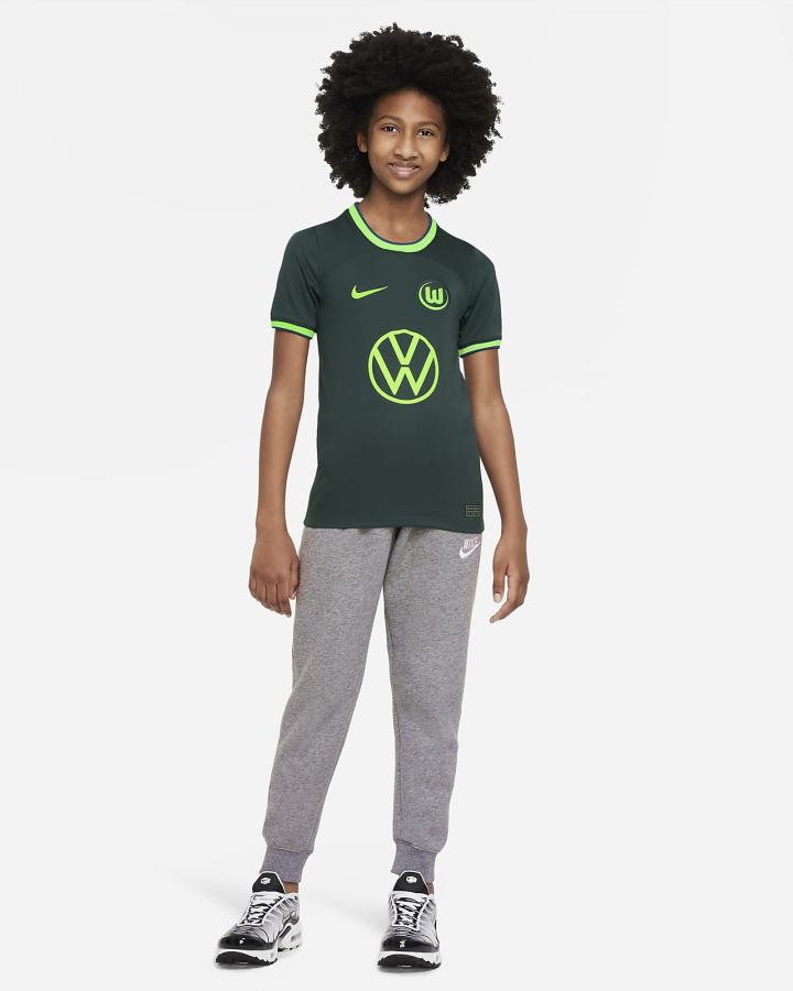 Jersey Nike VfL Wolfsburg 2022/23 Stadium Away Kids Dri-FIT Soccer Niño Verde Claro | SQHOW-6458
