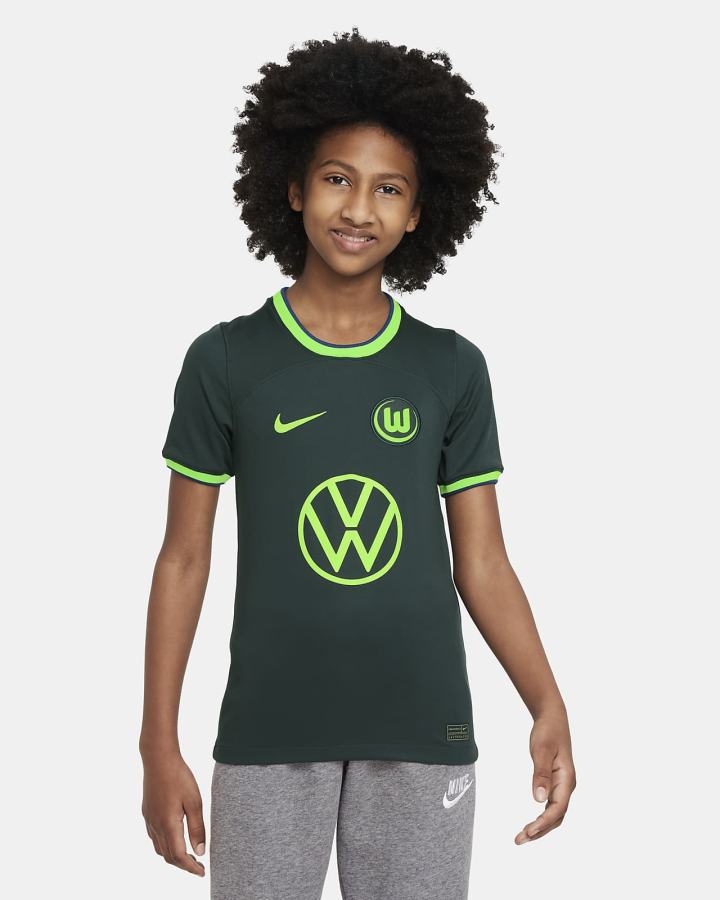 Jersey Nike VfL Wolfsburg 2022/23 Stadium Away Kids Dri-FIT Soccer Niño Verde Claro | SQHOW-6458