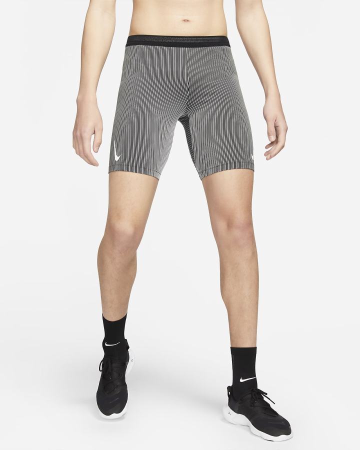 Leggins Nike AeroSwift 1/2-Length Running Hombre Negras Gris Blancas | QZDSK-6435