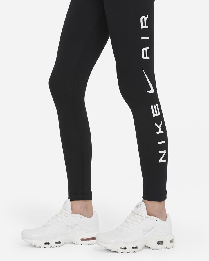 Leggins Nike Air Essential Kids Mid-Rise (Extended Size) Niña Negras | KDOFU-6052