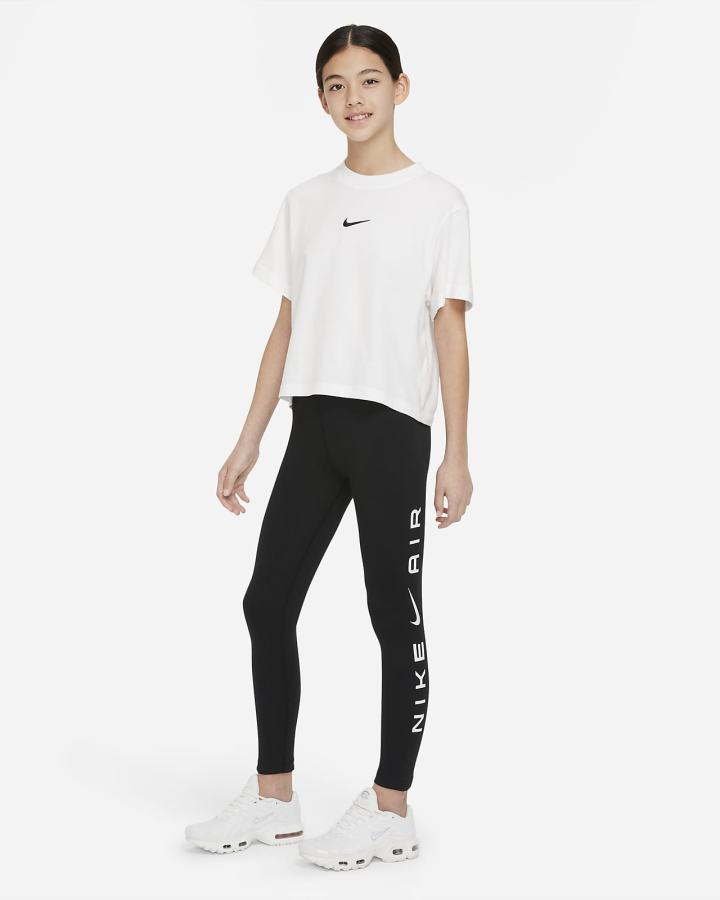 Leggins Nike Air Essential Kids Mid-Rise (Extended Size) Niña Negras | KDOFU-6052