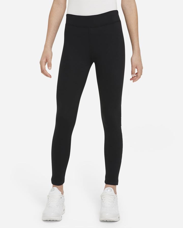 Leggins Nike Air Essential Kids Mid-Rise (Extended Size) Niña Negras | KDOFU-6052
