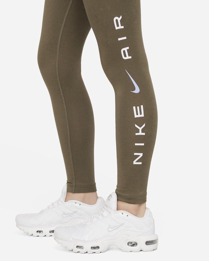 Leggins Nike Air Essential Kids Mid-Rise (Extended Size) Niña Verde Oliva | UJIEF-2396